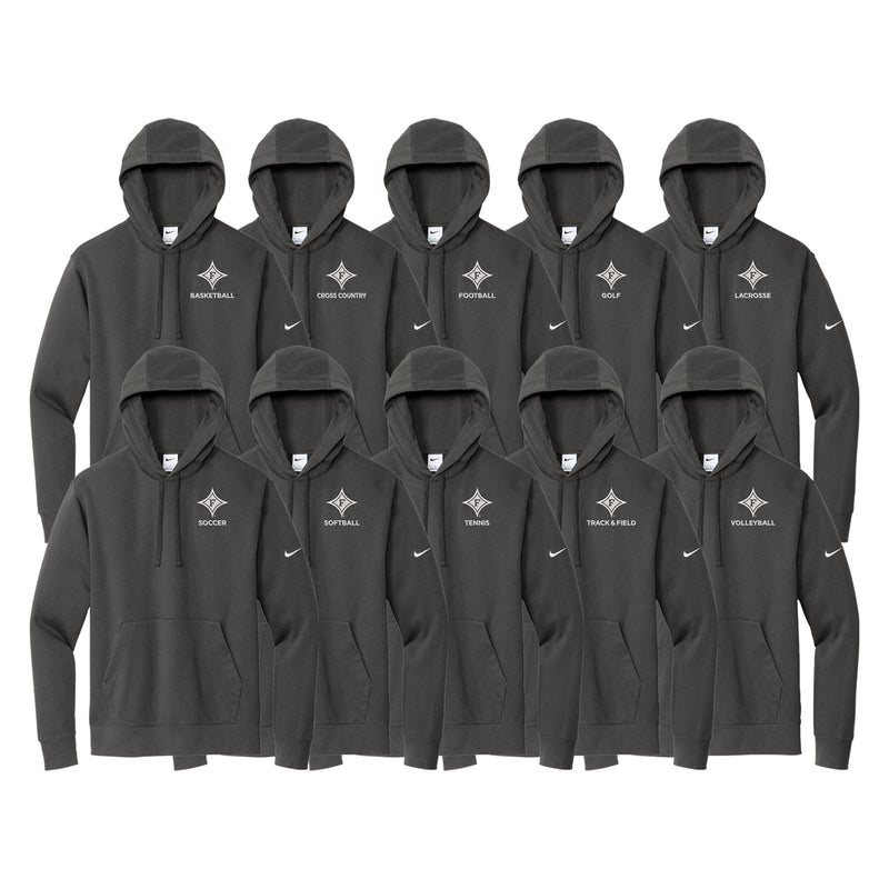 Chart of Anthracite Sweatshirts showing the different Furman sports available.