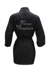 Fitness Competitor Rhinestone Satin Cover Up Robe