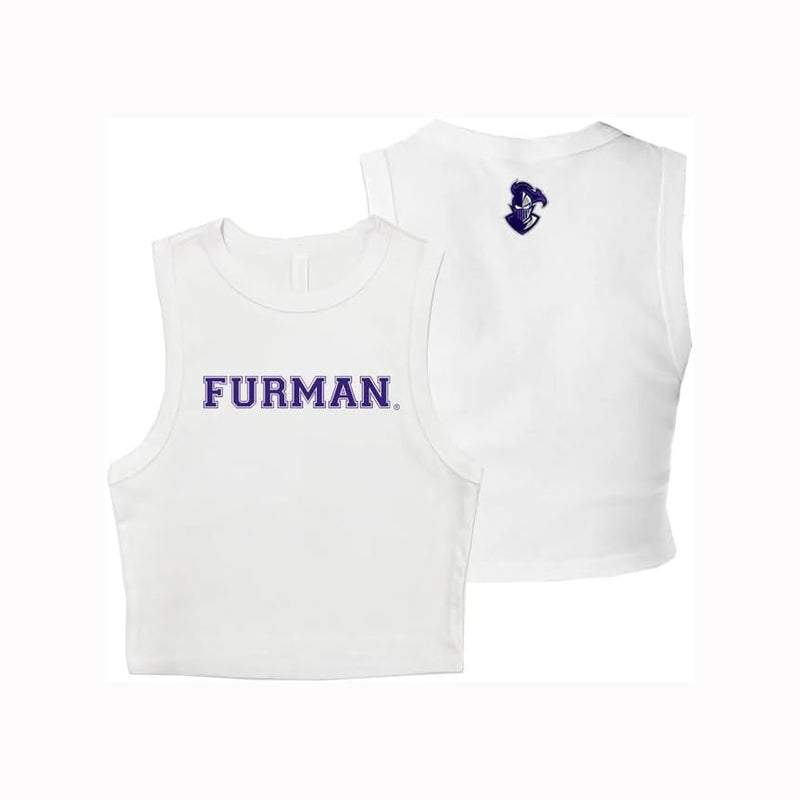 Furman University Cropped Fitted Tank Top