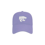 Lavender baseball hat embroidered with white Powercat logo.