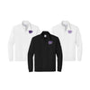 Group of 3 Nike half zip K-STATE sweatshirts. Embroidered Powercat on the left chest. White with lavender, white with purple and black with white and purple