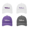 Set of 4 K-STATE Beach washed hats.  Each embroidered with script Wildcats.  Choose from White with Purple, Charcoal with white, white with lavender or purple with white.