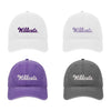 Set of 4 K-STATE Beach washed hats.  Each embroidered with script Wildcats.  Choose from White with Purple, Charcoal with white, white with lavender or purple with white.