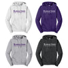 4 Kansas State University Hooded Sweatshirts.  One white with purple, one grey with purple, one purple with white and one dark heather grey with white