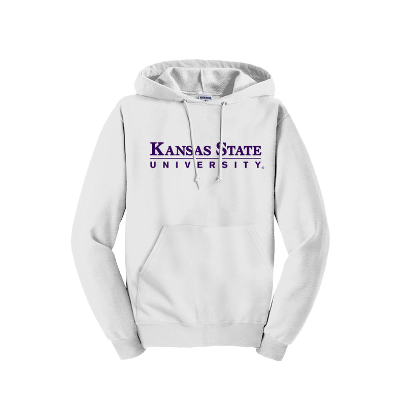 Kansas State University Hooded Sweatshirt - white with purple print
