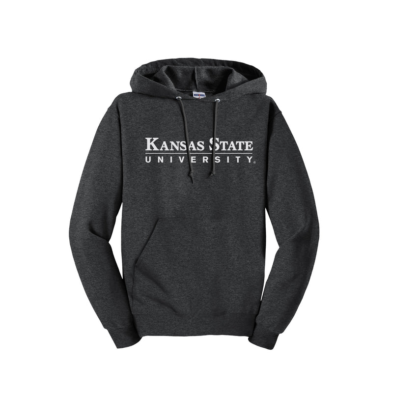 Kansas State University Hooded Sweatshirt - dark heather grey with white print