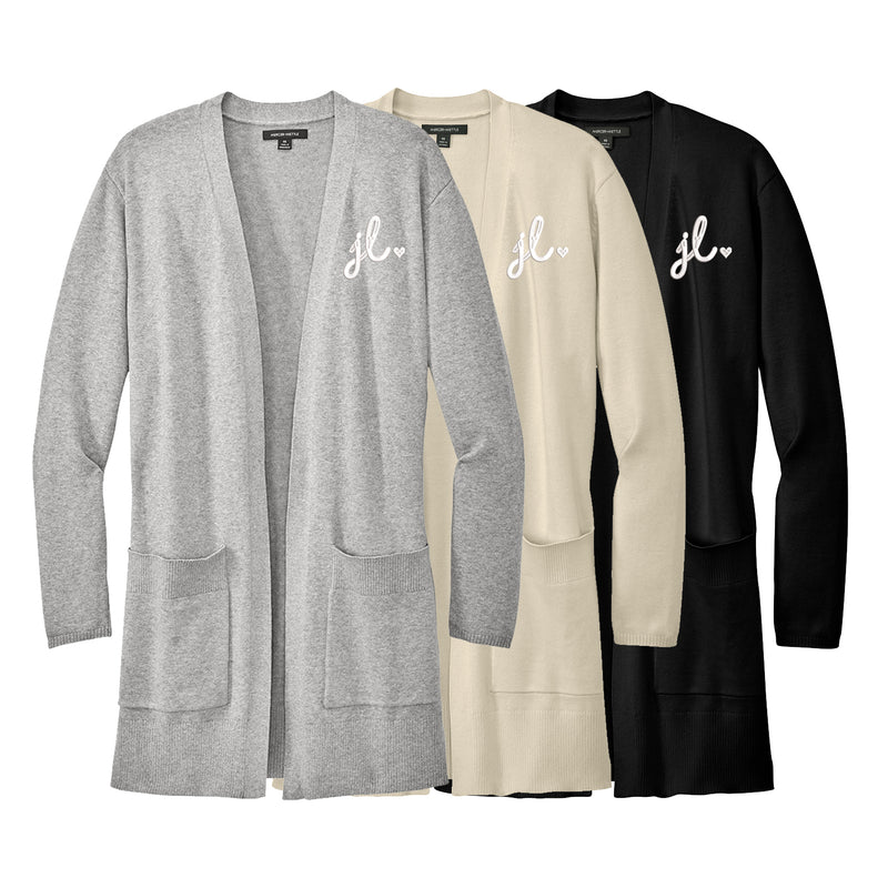 Junior League Open Front Cardigan Sweater - JL Heart