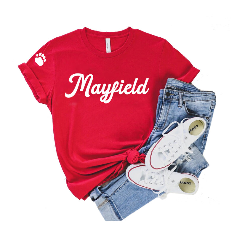 Mayfield Cubs Cotton Short Sleeve T-Shirt with Paw on Sleeve