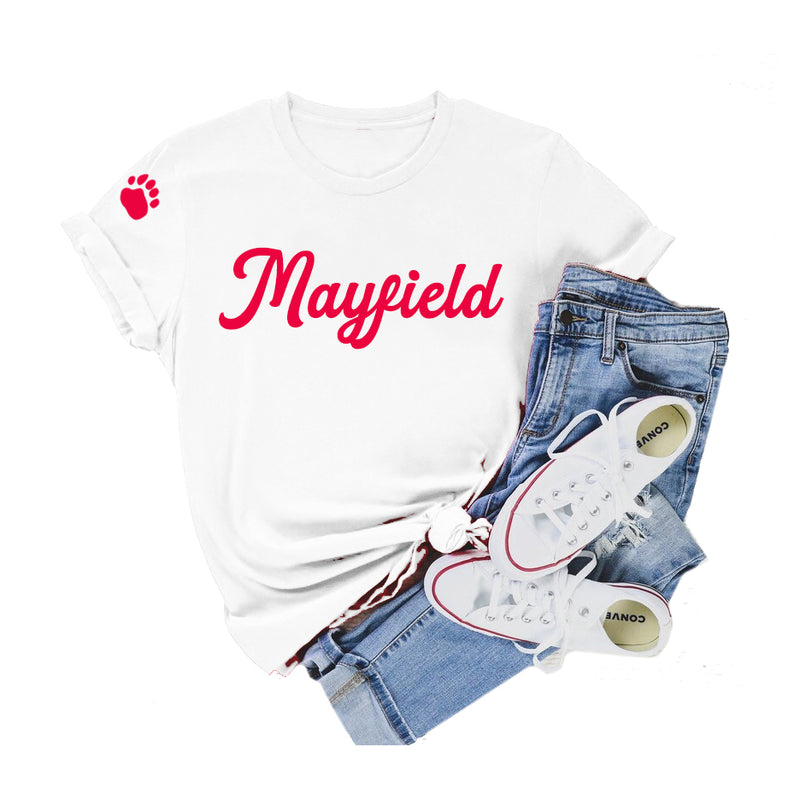 Mayfield Cubs Cotton Short Sleeve T-Shirt with Paw on Sleeve