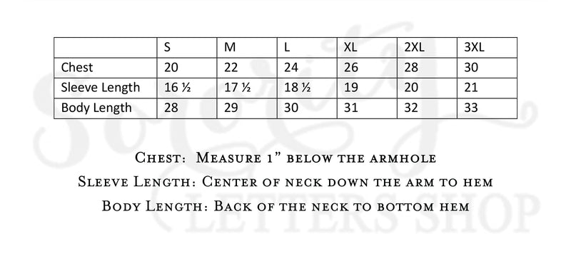 Lavender K-State hooded sweatshirt Measurement chart