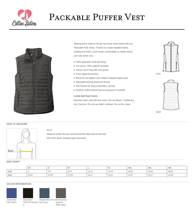 Junior League Puffer Vest - Black Puffy Logo Vest