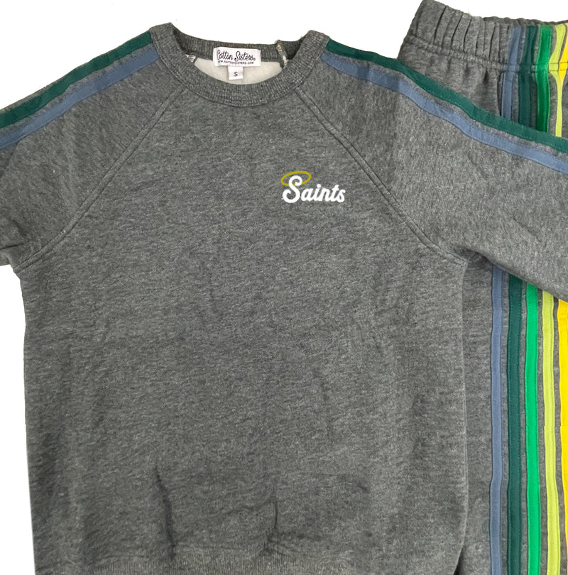 5-Stripe Crewneck Luxe Fleece Sweatsuit - Saints