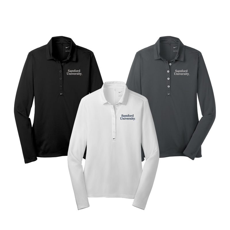 Samford University Nike Ladies Long Sleeve Dri-FIT Stretch Tech Polo