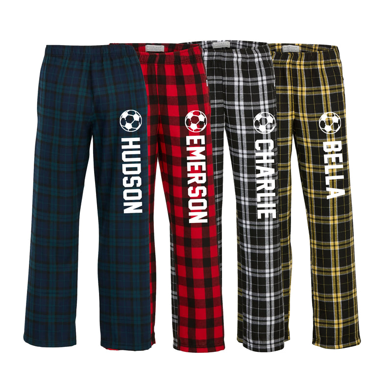Personalized Flannel Pants with Soccer Ball
