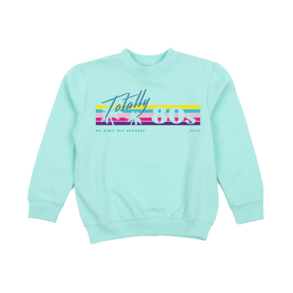 St. Paul the Apostle Totally 80's - Striped Crewneck Sweatshirt - TAHITI BLUE