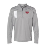 Troy Sports Adidas 3-Stripes Double Knit Quarter-Zip Pullover - Choice of Sport - Grey