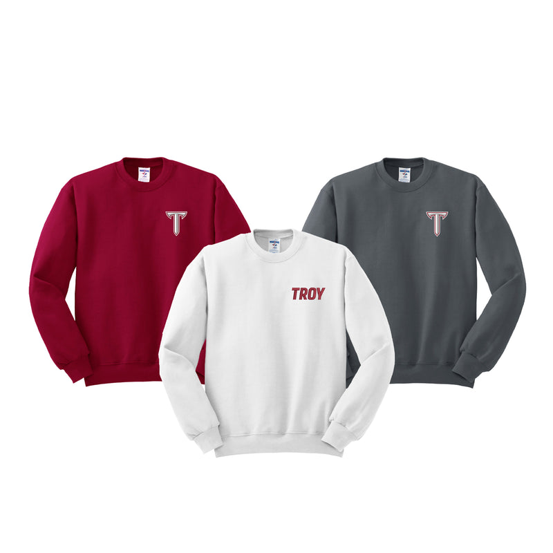 Troy University Embroidered Crewneck Sweatshirt