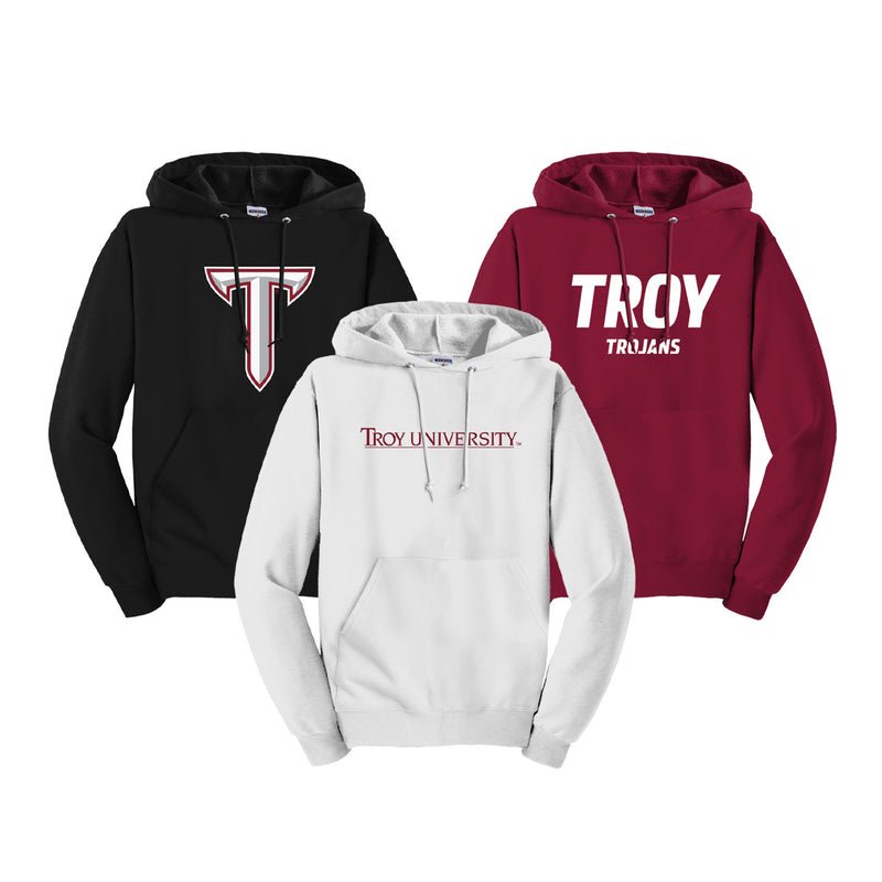 Troy University Hooded Pullover Sweatshirt - Choice of Logo