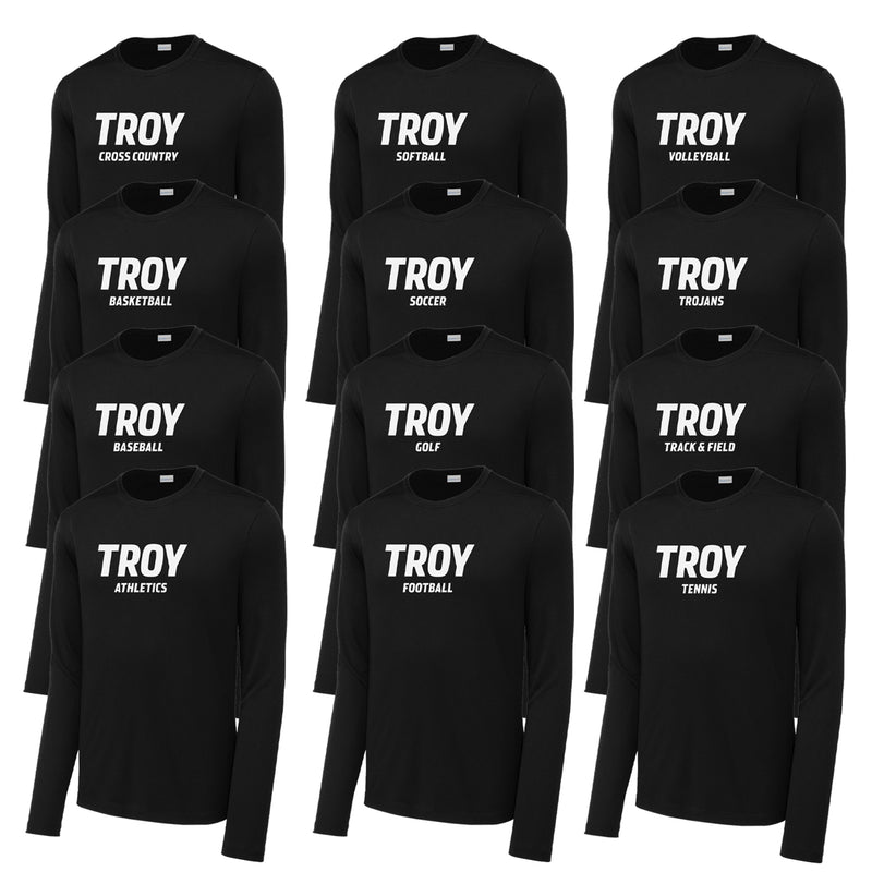 Troy University Sports Performance Long Sleeve T-Shirt - Choice of Sport - Black