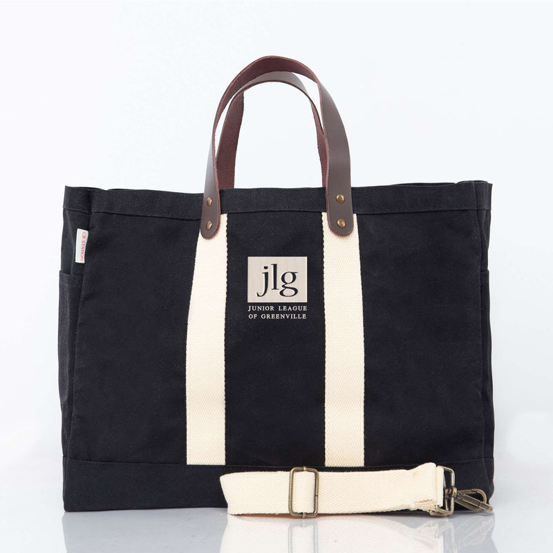 Junior League of Greenville Waxed Tote - JLG Logo