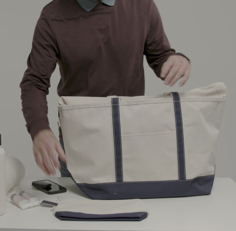 video of details of the canvas large boat tote