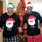Black Santa Claus Christmas Matching Family Pajamas - Red/White Plaid