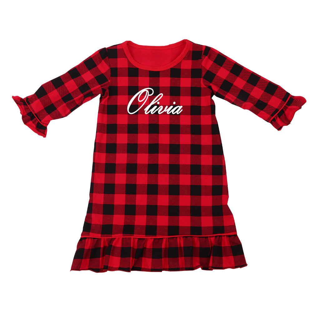 Personalized Buffalo Plaid Christmas Nightgown Girls 11/12 Personalized Buffalo Plaid Christmas Nightgown Girls 11/12