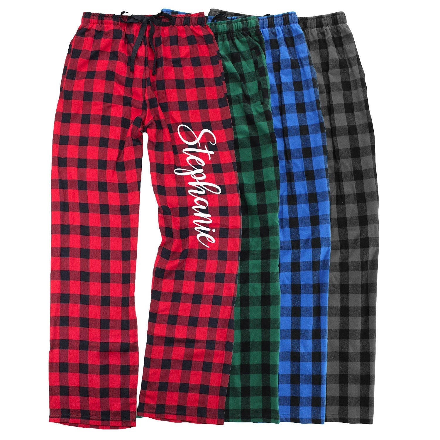 Buffalo Plaid Flannel Pajama Pants for Women with Pockets 