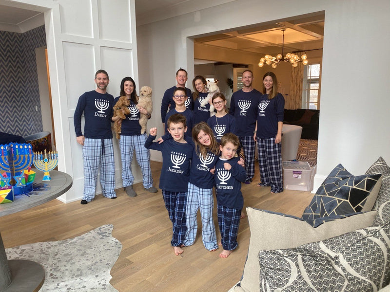 Personalized Menorah Matching Family Hanukkah Pajamas