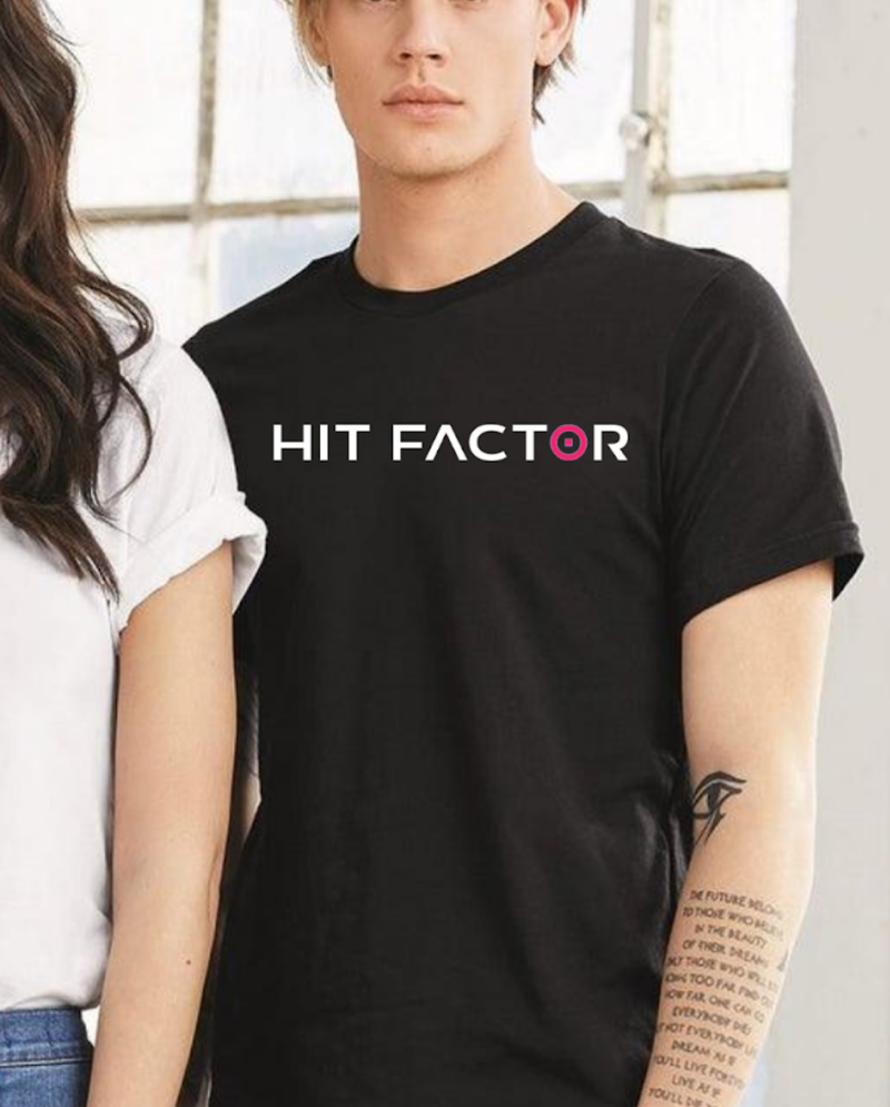 HIT FACTOR Black T-shirt with HIT FACTOR 2-Color Logo