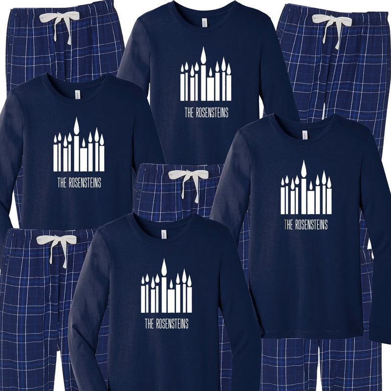 Personalized Hanukkah Candles Matching Family Pajamas