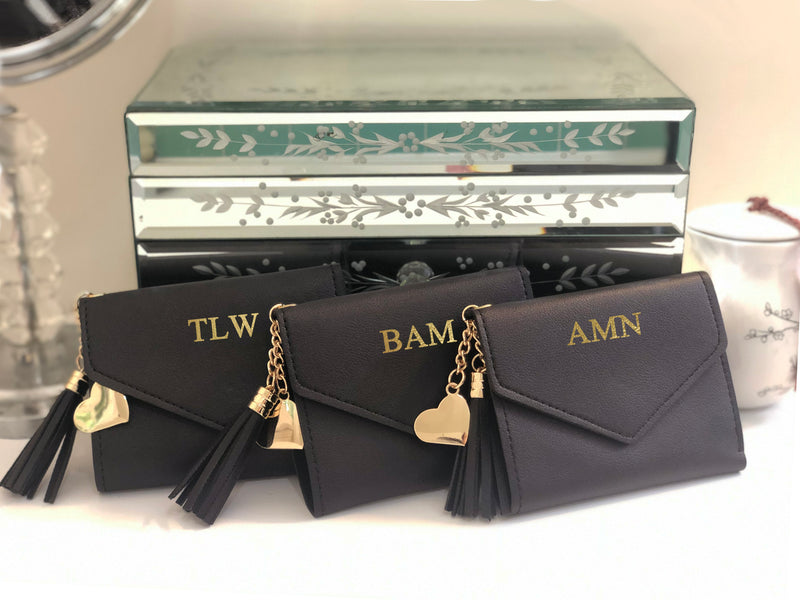 Shadow Monogram Wallet with Tassel and Heart