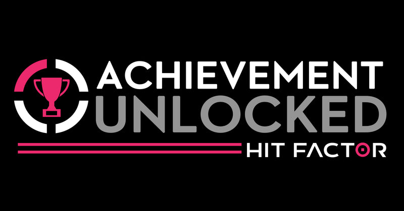 HIT FACTOR: ACHIEVEMENT UNLOCKED Black T-shirt with 3-Color Trophy Logo