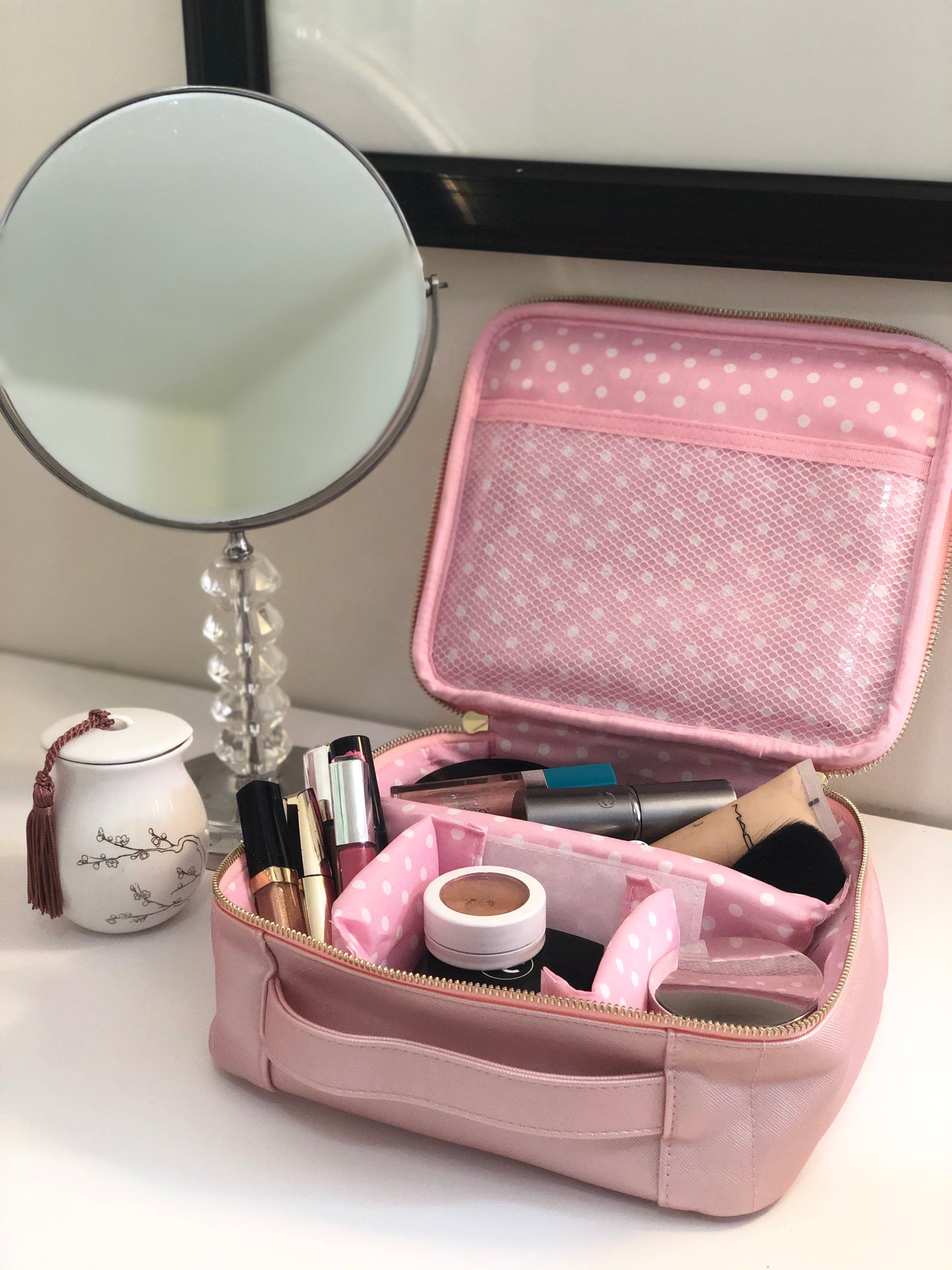 Black Large Beauty Case in cotton, My Vanity, Monogram