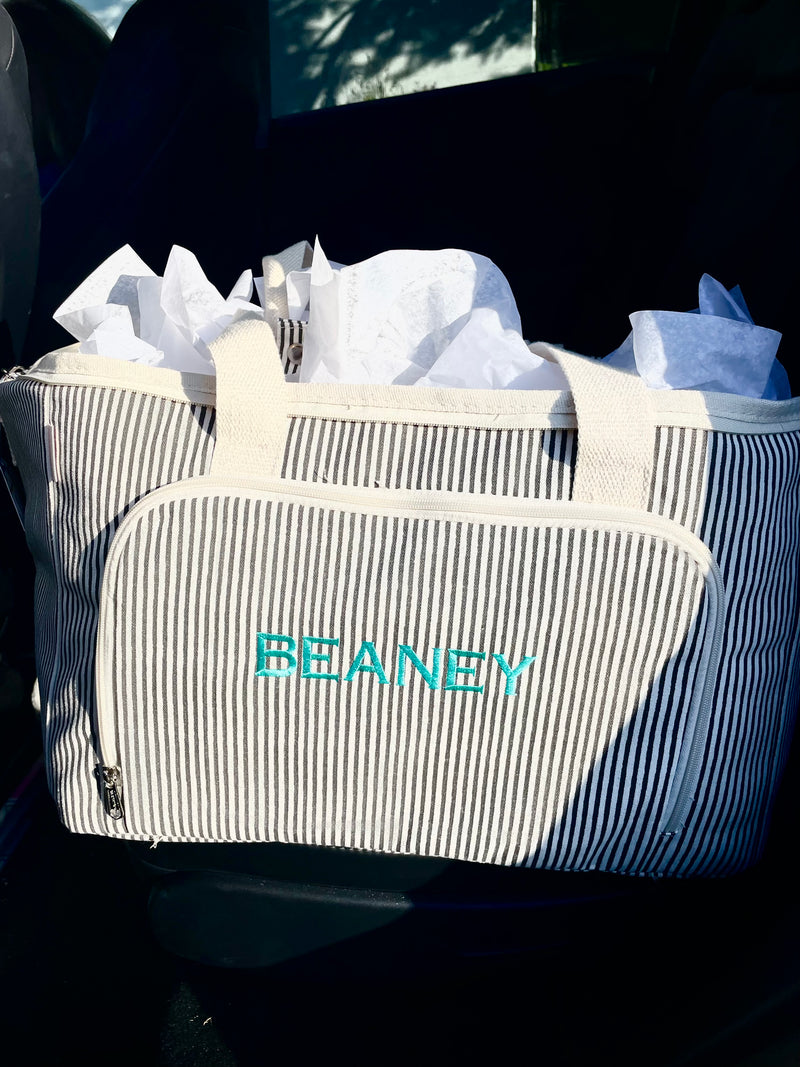 Monogrammed Striped Insulated Box Cooler