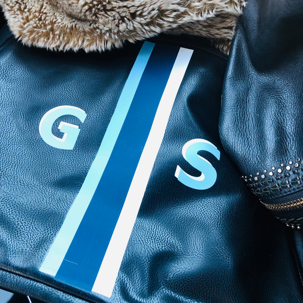 Hood Vengeance Blue Metallic Puffer Jacket Monogrammed Vegan