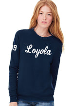 Loyola Baseball Sponge Fleece Raglan Crewneck Sweatshirt with Number