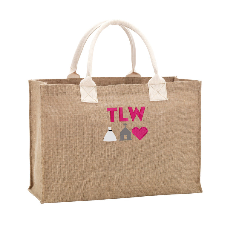Monogrammed Burlap Bridal Tote Bag
