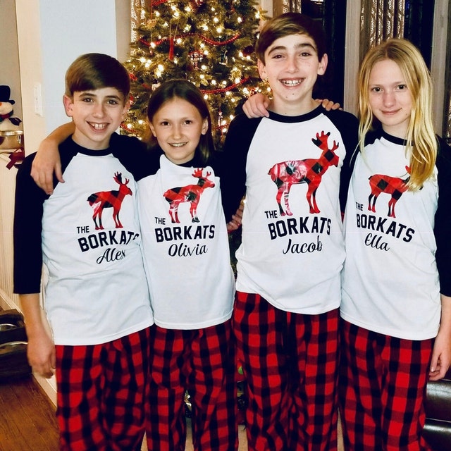 Personalized Moose Family Christmas Pajama Set