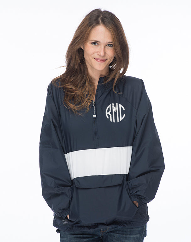 Monogrammed Striped Windbreaker