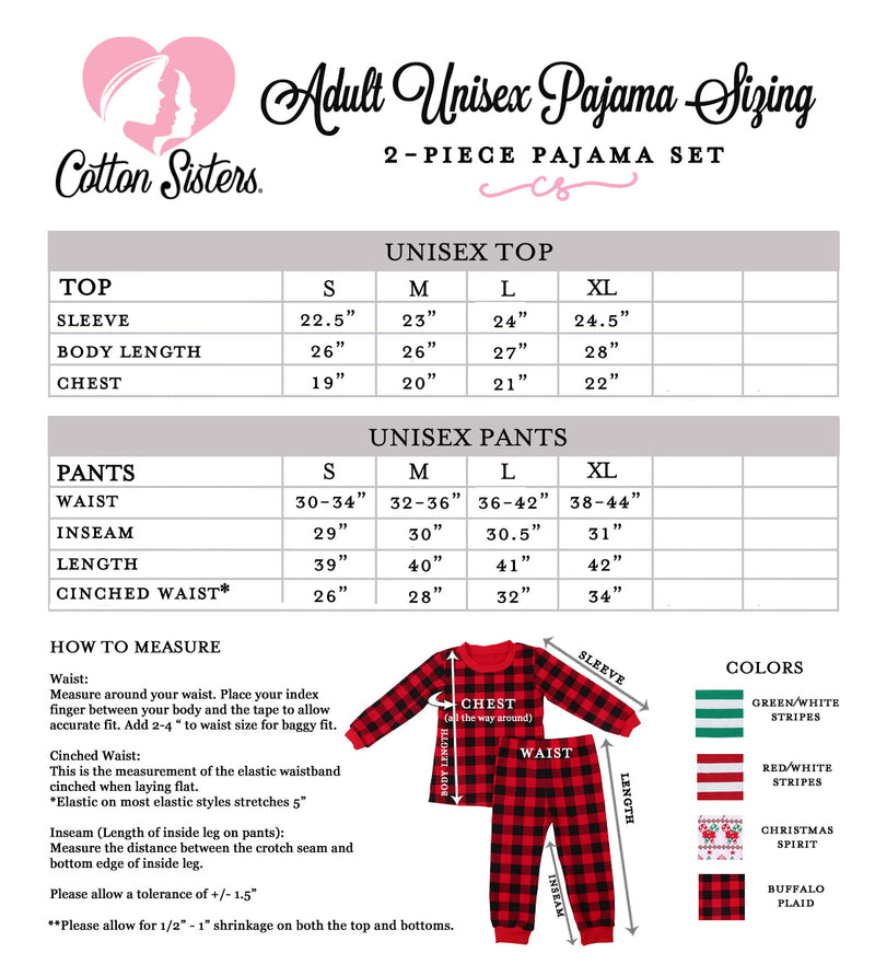 Personalized Striped Christmas Pajamas - Kids and Adult - Red/White