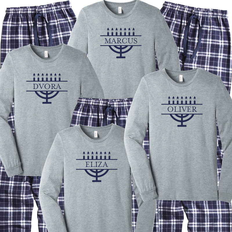 Personalized Menorah Matching Family Hanukkah Pajamas