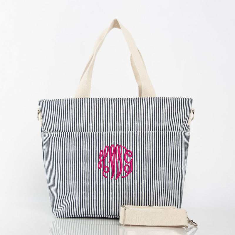 Monogrammed Insulated Stripes Cooler Tote Bag