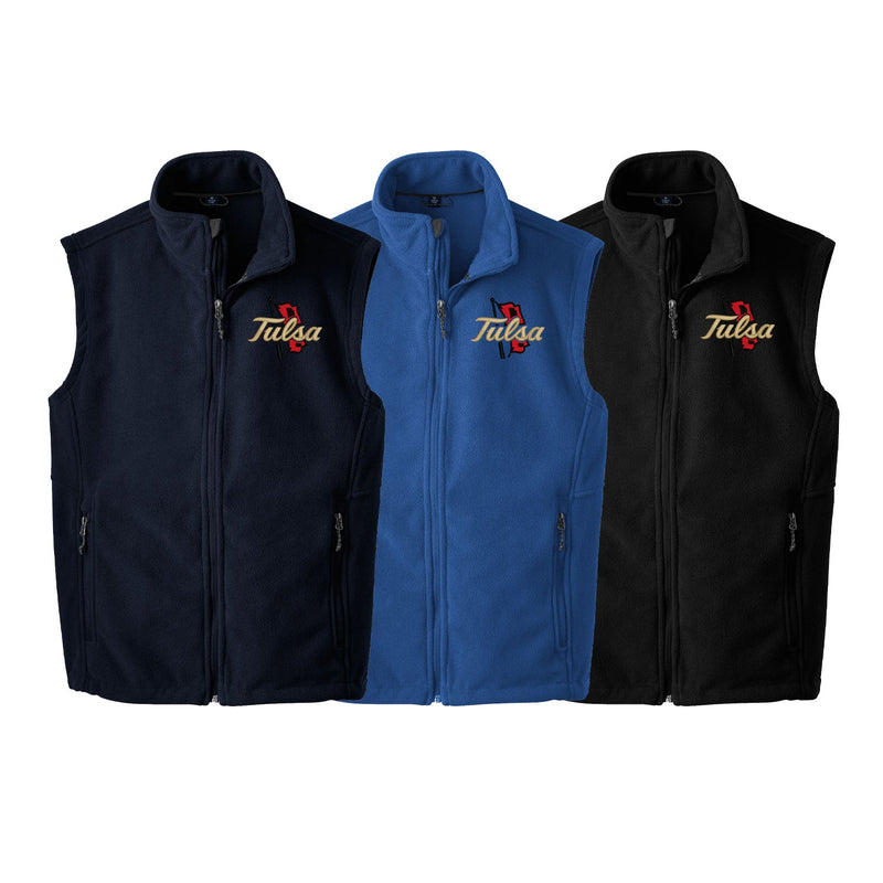 University of Tulsa Mens Fleece Vest - Embroidered with choice of design