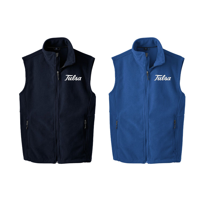 University of Tulsa Mens Fleece Vest - Embroidered with choice of design