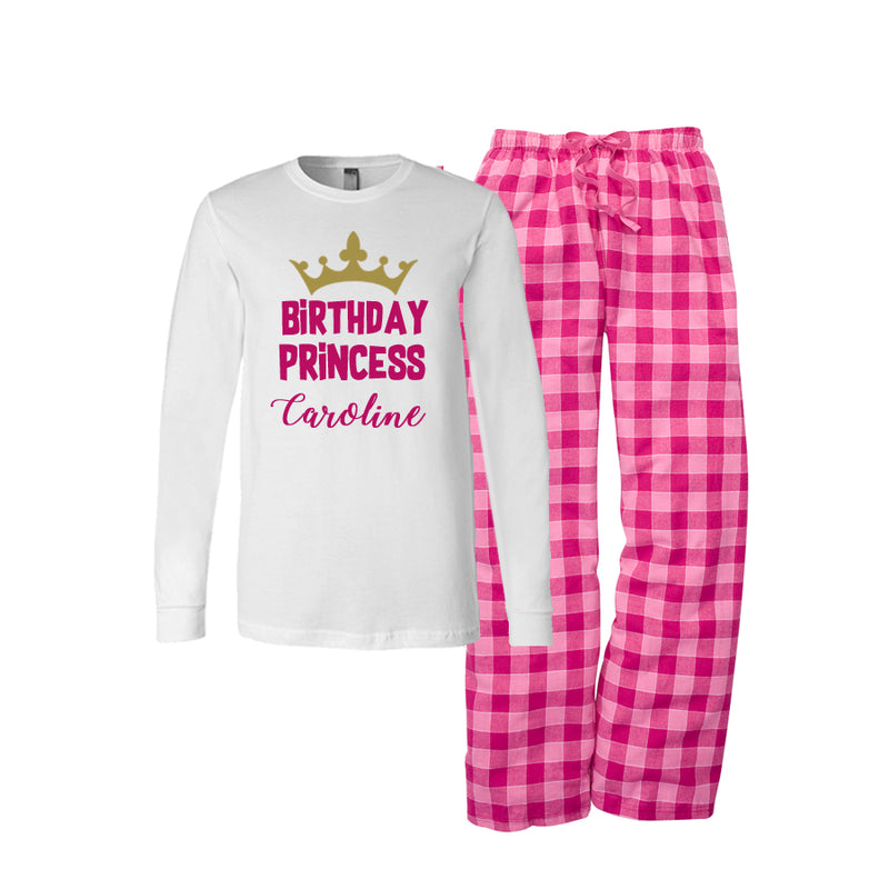 Personalized Birthday Princess Flannel Pajama Set