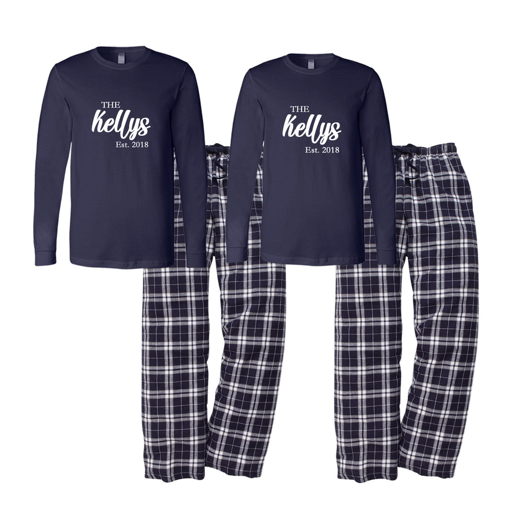 Personalized Plaid Christmas Tree Matching Family Pajama Set