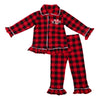 Personalized Plaid Ruffle Christmas Pajamas - Buffalo Plaid