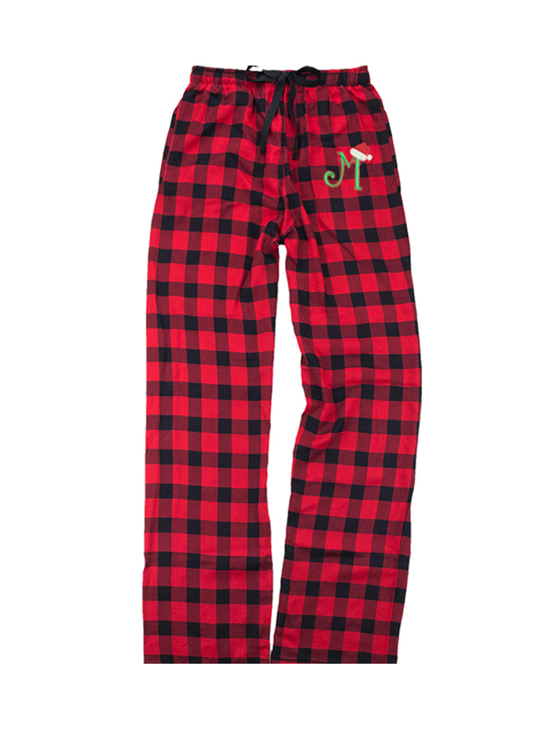 Monogrammed Santa Hat Flannel Pants