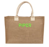 Monogrammed Burlap Beach Tote Bag with Name